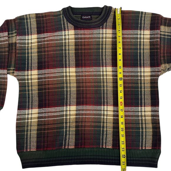 Gant Sweater Men Sz  XL VTG 90s Plaid Cotton Sweater Dad Grandpa Pullover Preppy - Picture 8 of 13